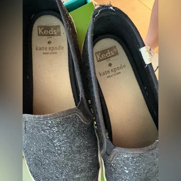 Keds x Kate Spade Women’s Slip On Double Decker Black Glitter Sneakers Size 7.5 - Picture 7 of 8